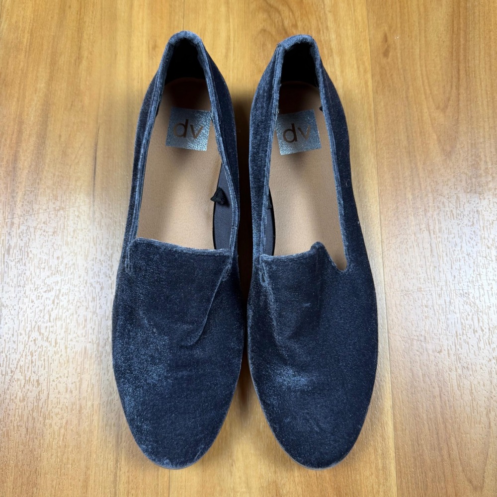 DV Dolce Vita Womens Blue Velvet‎ Smoking Slipper Loafers Flats SZ 8.5 F16831342